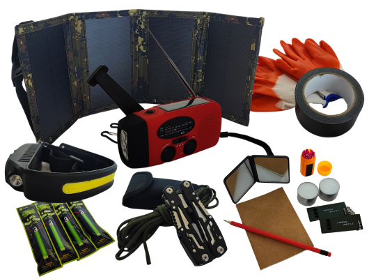 NZ Survival Bags, whats inside, power, light, tools and rescue signal items